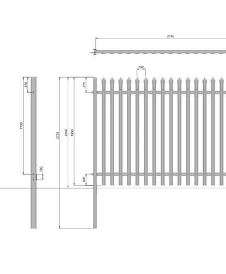 2.0m High Steel Palisade Fencing