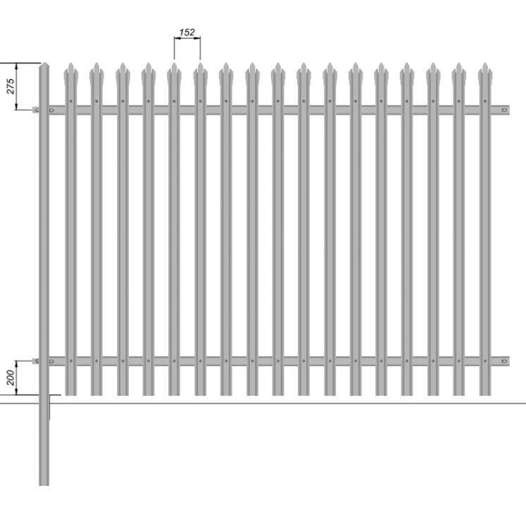 2.0m High Steel Palisade Fencing