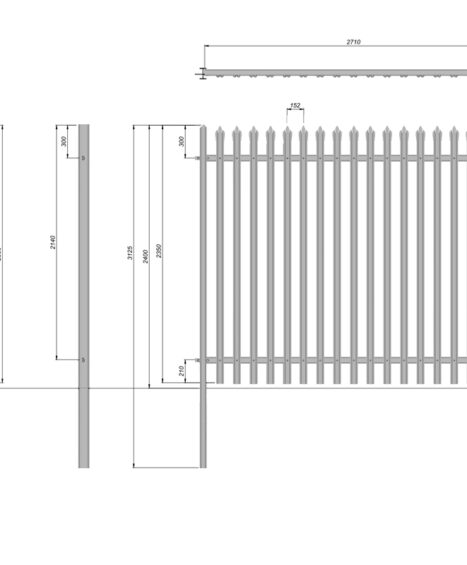 2.4m High Steel Palisade Fencing