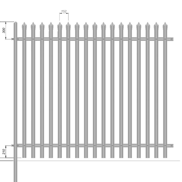 2.4m High Steel Palisade Fencing