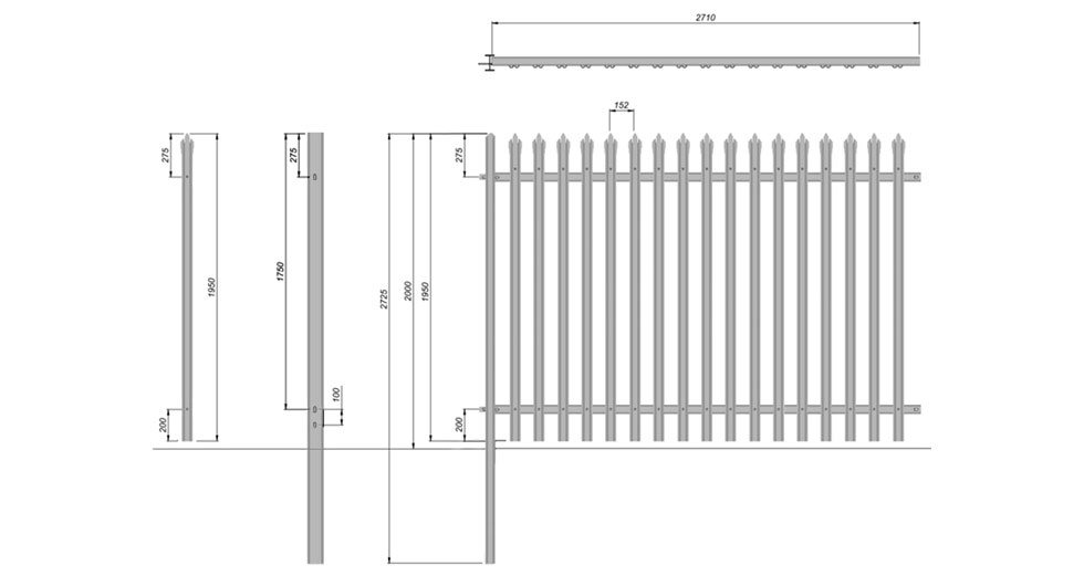 Large Steel Palisade Fencing